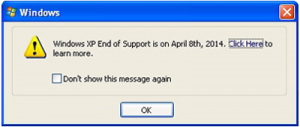 XP End of Support message